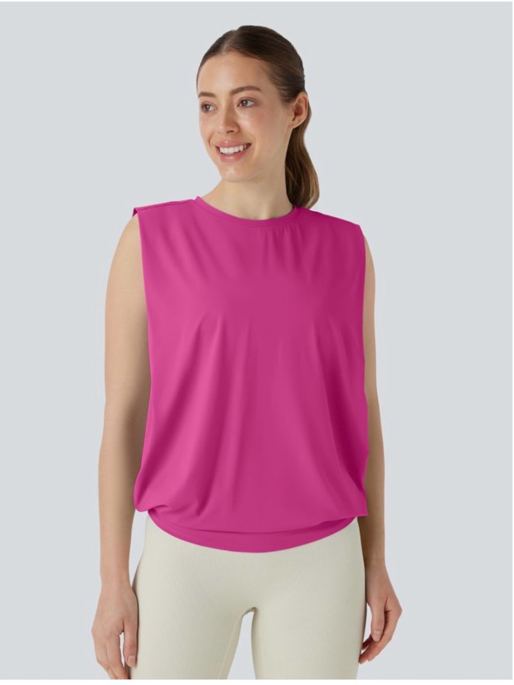 Sleeveless Relaxed Tank Top - Fuchsia Pink UPF 50